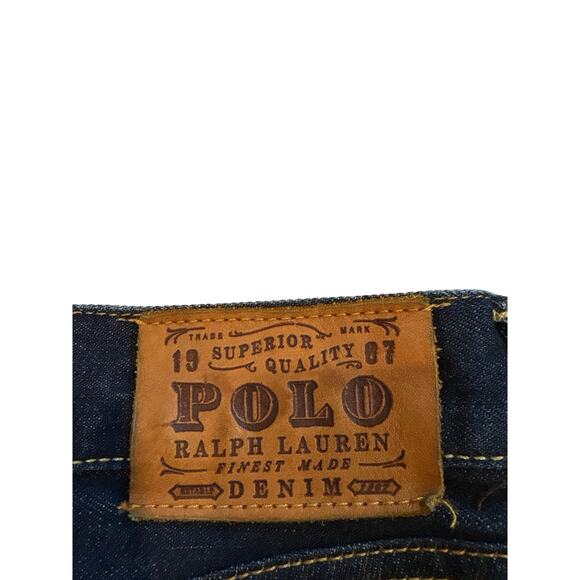 Polo Ralph Lauren Jeans Mens Size 34x30 Blue Slim Straight 018 Dark Wash Preppy - Picture 4 of 11